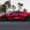Side view of Corvette C8 Z06 ERAY ZR1 with aerodynamic fender vents on race track