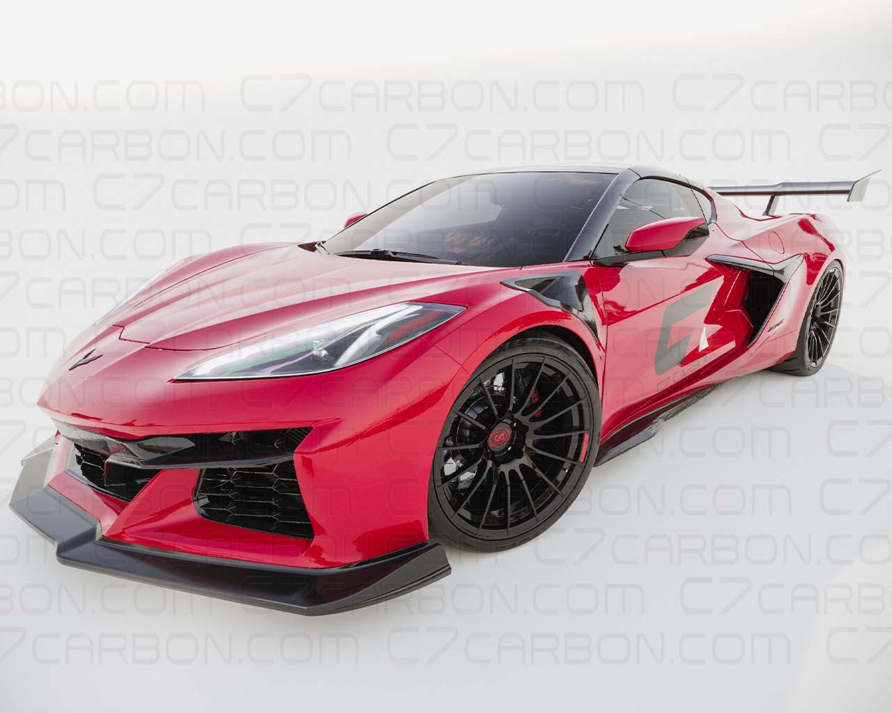 Corvette C8 Z06 ERAY Stage 2 Front Splitter Lip without Canard Slots - front-left view