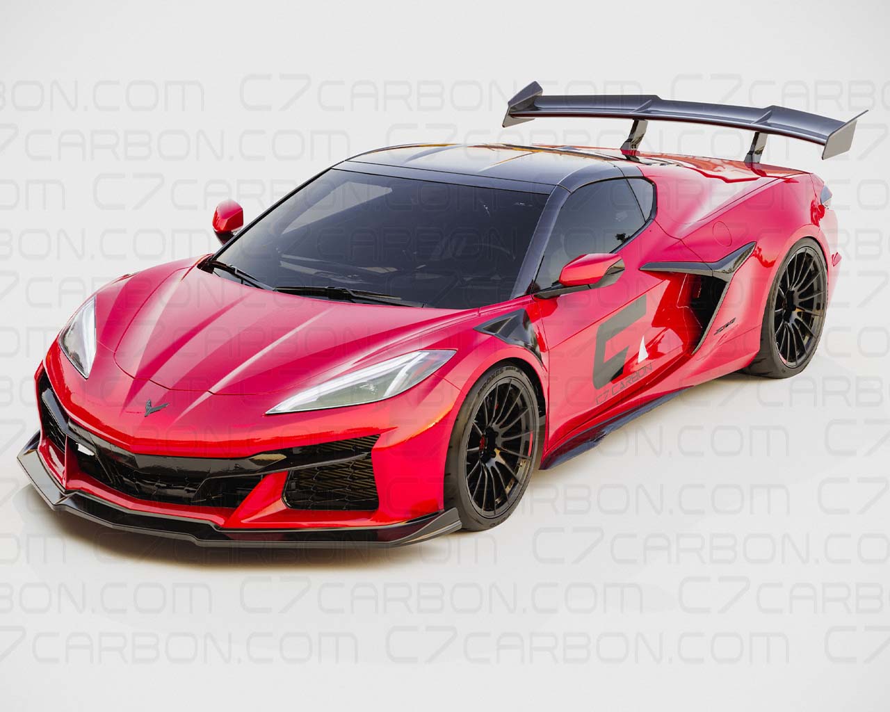 Corvette C8 Z06 ERAY Stage 2 Front Splitter Lip without Canard Slots - angled view